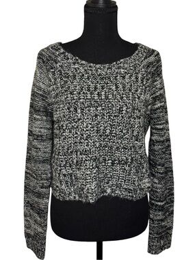 Full Tilt Black & White Marled Crewneck Sweater
